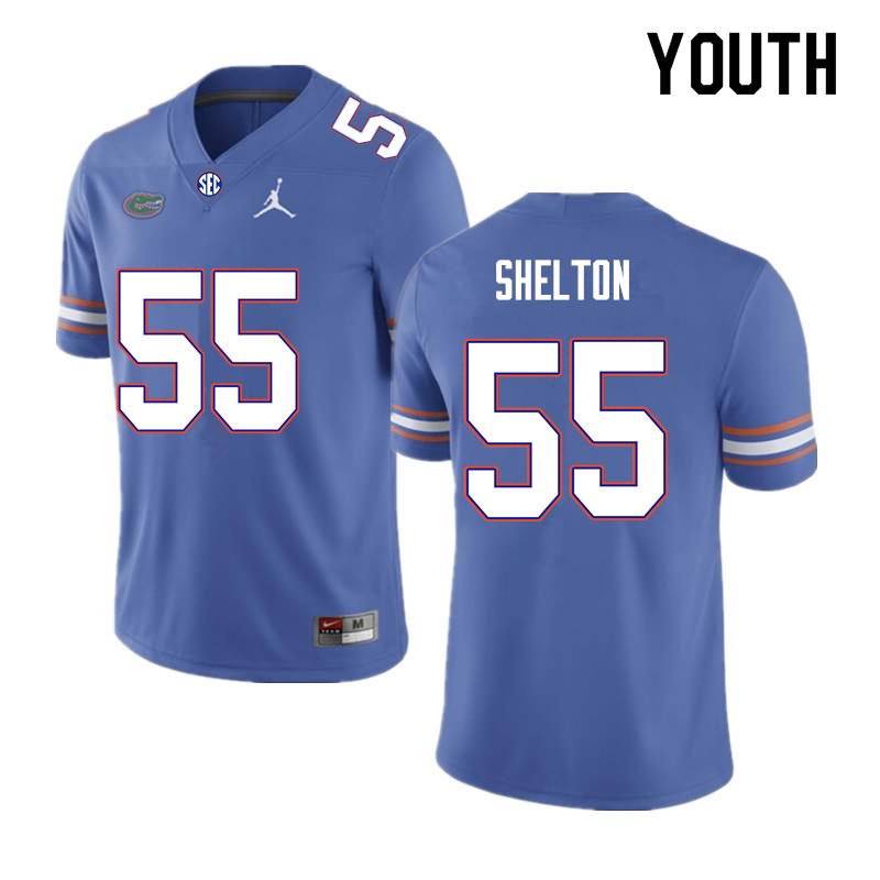 Youth NCAA Florida Gators Antonio Shelton #55 Stitched Authentic Nike Royal College Football Jersey PDV3265MH